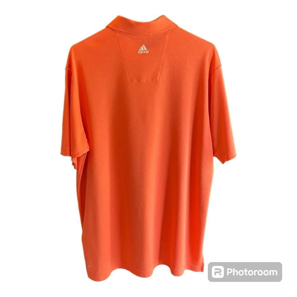 Men’s Adidas Climalite Orange Polo Size Large Moisture Wicking